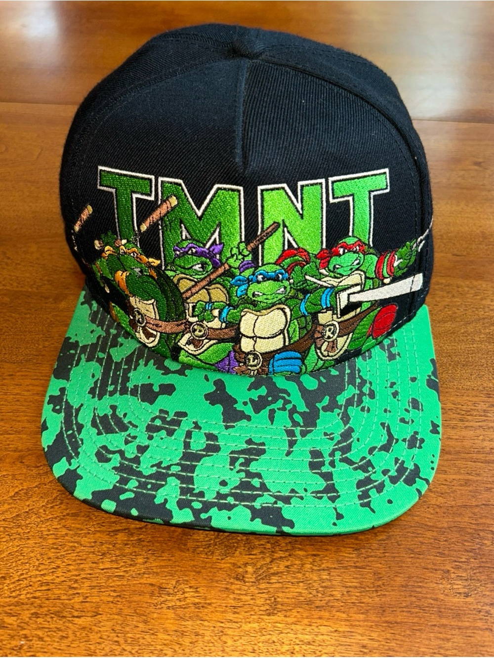 TMNT Teenage Mutant Ninja Turtles Cap Hat 2016 Nickelodeon Green Oze Brim Snapbk